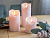 Светодиодная восковая свеча ЖИВАЯ ДУША, розовая, тёплый белый LED-огонь мерцающий, 'натуральный фитилёк', 7х17 см, таймер, батарейки, Kaemingk (Lumineo)