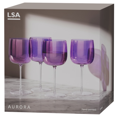 Набор бокалов для вина aurora, 450 мл, фиолетовый, 4 шт. фото 3