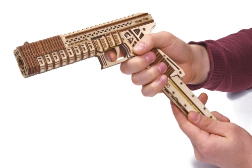 Сборная модель из дерева Wood Trick Пистолет Защитник (стреляет пулями) фото 7
