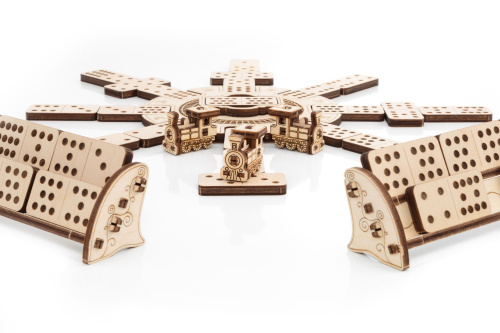 Сборная деревянная настольная игра 3D EWA Домино Мексиканский поезд фото 8