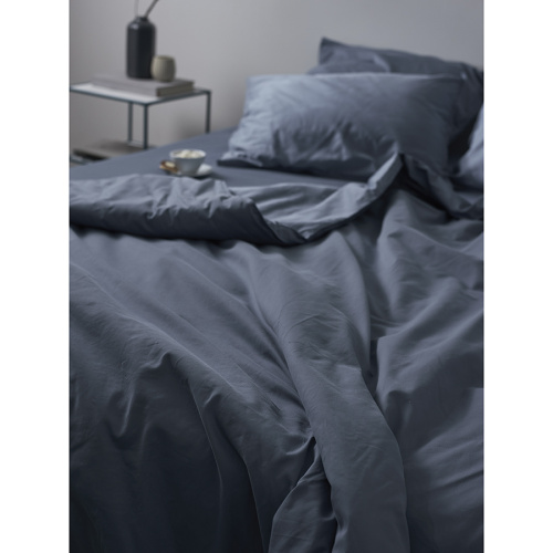 Комплект постельного белья из сатина джинсово-синего цвета с брашинг-эффектом из коллекции essential фото 7