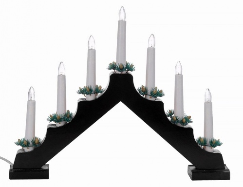 Светильник "Горка рождественская" (чёрный) на 7 свечей, 30х41 см, Koopman International
