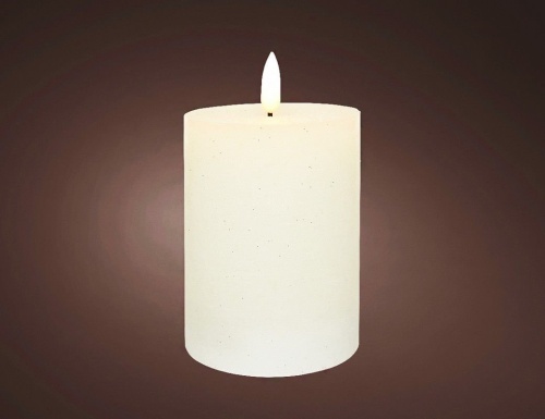 Светодиодная восковая свеча БЛАГОРОДНЫЙ СТИЛЬ, белая, тёплый белый LED-огонь мерцающий, 'натуральный фитилёк', таймер, батарейки, Kaemingk (Lumineo) фото 3