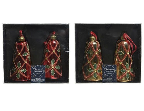 Набор ёлочных украшений колокольчиков "Волшебный остролист", стекло, 11 см (упаковка 2 шт.), Kaemingk фото 3