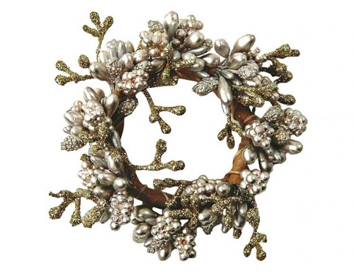 Мини-венок для свечей и декорирования "Лесная корона", золотой, 10 см, Swerox