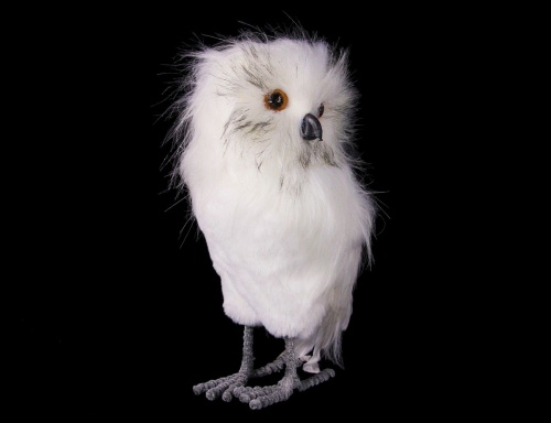 Декоративная фигурка "Совушка-пушистик", белая, искусственный мех, перо, 31 см, Koopman International фото 2