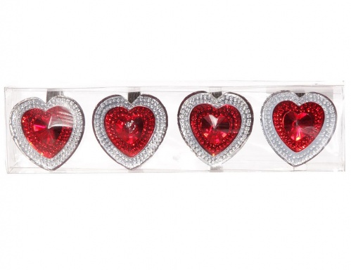 Набор колец для салфеток "Бриллиантовый стиль", сердечки, красные, 4 см (комплект - 4 шт.), BILLIET фото 2
