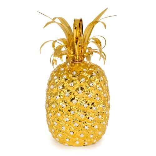 EMOZIONI Сувенир ананас D16хН30 см, керамика, цвет и декор золото, swarovski