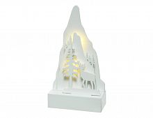 Светящаяся объемная декорация "Лес у горы - олень", тёплые белые LED-огни, 5x15x8 см, таймер, батарейки, Kaemingk
