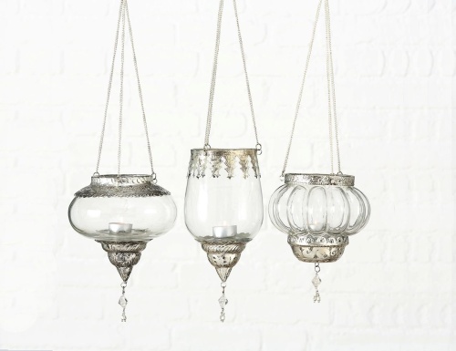 Подвесной подсвечник под чайную свечу "Шармила", стекло, алюминий, серебряный, 28 см, Boltze фото 3