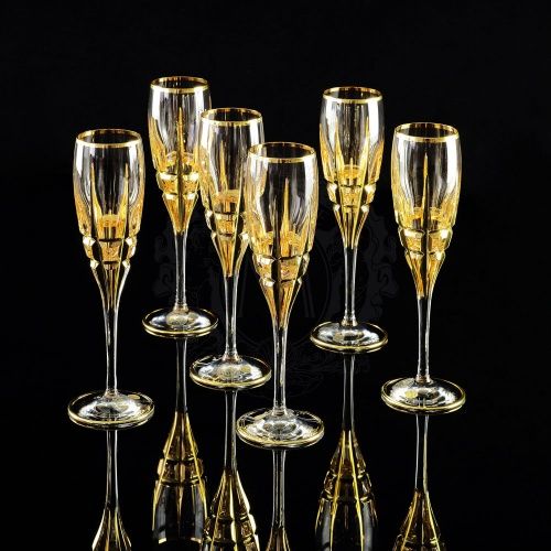 BARON Бокал для шампанского, набор 6 шт, хрусталь/декор золото 24К фото 2