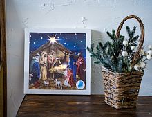 Светящееся панно "Рождественская ночь - волхвы", 3-4 LED-огня, 28х28 см, батарейки, Kaemingk
