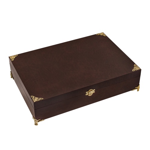 Набор штоф Таймлесс и 12 стопок (золотая кайма) Герб(латунь) в подарочном чемодане фото 4