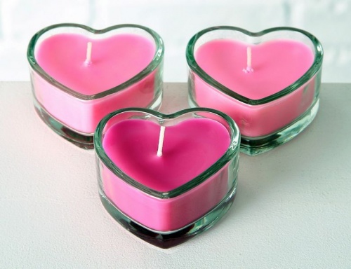 Декоративные свечи SWEET ROMANTIC в стеклянных подсвечниках, розовые, 4 см (набор - 3 шт.), Boltze фото 2