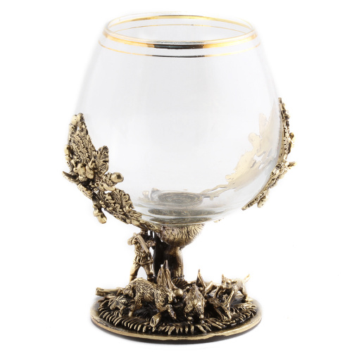 Бокалы - "Royal Elegance Glassware" - Бокал для коньяка "Охота на Кабана + орден 'С Юбилеем 75 лет'", из кристалла с накладкой, с размерами 13 см высотой и 6 см диаметром, вместимостью 310 мл, в упаковке 17х14х10 см фото 8