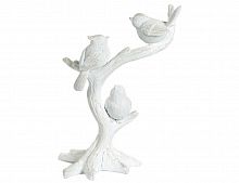 Новогодняя фигурка "Птички на ветке", полистоун, белая, 28 см, Goodwill