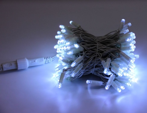 Гирлянда светодиодная уличная Super Rubber 100 теплых белых LED ламп с холодным мерцанием 10 м, белый каучук, соединяемая, IP44, SNOWHOUSE фото 4