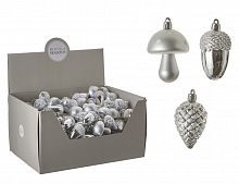 Набор ёлочных игрушек "Лесной сюрприз" серебряный, 3х8 см, (набор 3 шт.), Edelman