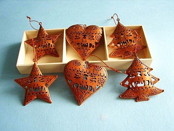 Набор ёлочных игрушек "Рождественское кружево", металл, коричневый, 6х7 см (6 шт.), Breitner
