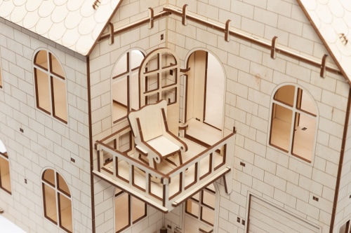 Сборная модель из дерева 3D EWA Кукольный дом с лифтом фото 5