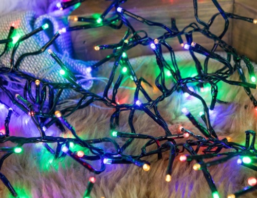 Электрогирлянда "Фейерверк", разноцветные LED-огни, 4+3 м, контроллер, чёрный провод, уличная, Koopman International фото 2