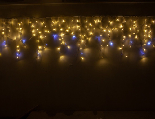 Светодиодная бахрома Legoled 3.2*0.9 м, 168 теплых белых LED ламп, холодное белое мерцание, черный КАУЧУК, соединяемая, IP54, Laitcom фото 2