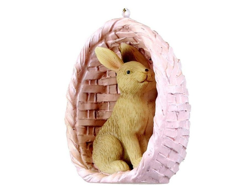 Подвесное украшение ЗАЙЧИК В КОРЗИНКЕ, полистоун, розовый, 6 см, Goodwill фото 4