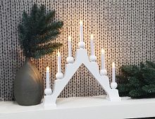 Светильник горка рождественская EMMA на 7 свечей, деревянный, белый, 45х45 см, STAR trading