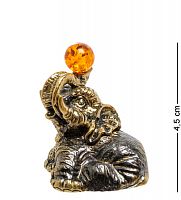 AM-1766 Фигурка "Слон с шаром" (латунь, янтарь)