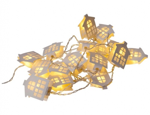 Электрогирлянда "Бумажные домики", 16 тёплых белых LED-огней, прозрачный провод, таймер, батарейки, 2.25 м, STAR trading фото 2