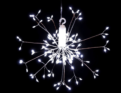 Светодиодное украшение РАЗРЯД МОЛНИИ, 20 см, 120 холодных белых LED ламп, батарейки, серебряная проволока, IP20, Serpantin