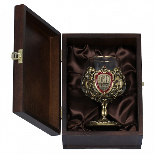 Бокалы - "Royal Glass Creations" - Бокал "Литье С юбилеем 60 лет, деревянная шкатулка с уголками