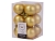 Набор однотонных пластиковых шаров матовых, цвет: золотой, 60 мм, упаковка 12 шт., Kaemingk