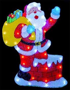 Световое панно на подставке "Санта клаус на крыше", с разноцветными LED лампами, 60x78 см, уличное, SNOWHOUSE
