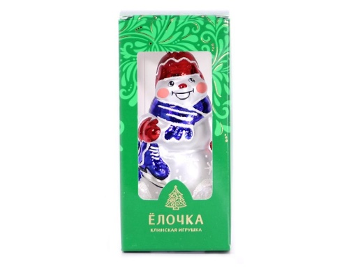 Елочная игрушка "Снеговик с коньками" в шарфе, (h-82 мм), Елочка фото 3