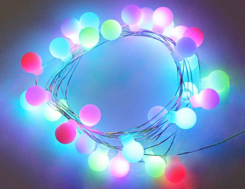 Электрогирлянда "Волшебные шарики", 32 RGB LED-огня, 3+2 м, контроллер, диммер, ПДУ, питание от USB, SNOWHOUSE фото 2