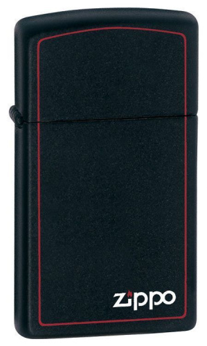 Зажигалка Zippo Slim Black Matte Logo Border № 1618ZB