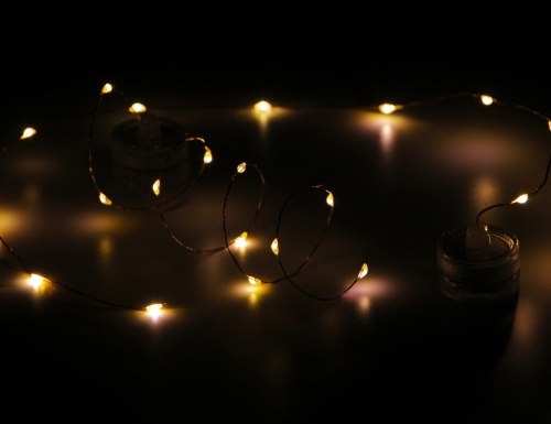 Набор водонепроницаемых гирлянд "'роса'- волшебное свечение", 10 тёплых белых микро LED-огней, 45+10 см, батарейки, 2 шт., Koopman International фото 4