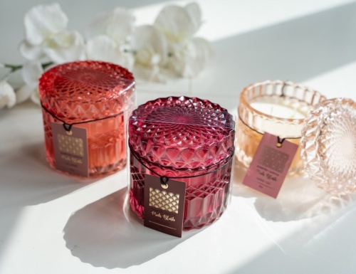 Свеча в стеклянной шкатулке "Кристали", розовая, Koopman International фото 3