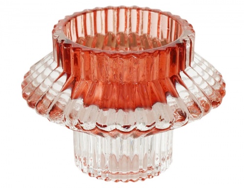 Стеклянный подсвечник трансформер "Файлис" под чайную или столовую свечу, 6 см, разные оттенки розового цвета, Boltze фото 8