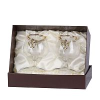 Набор из двух бокалов для коньяка с дв.золотой обводкой(накладка Лилия латунь) кр.пейсли