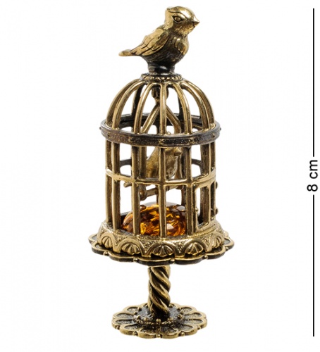 AM-1883 Фигурка "Птички в клетке" (латунь, янтарь)