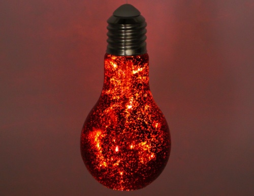 Светильник "Лампа накаливания", красный, 10 тёплых белых микро LED-огней, 9х9х18.5 см, батарейки, Koopman International фото 4
