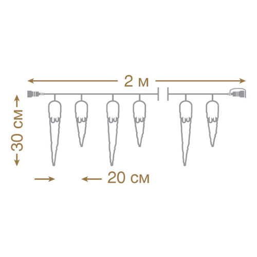 Уличная светодиодная гирлянда (теплый свет) Vegas Сосульки 40 LED, 10 штук, 2х0,3 м, 24V 55036 фото 3