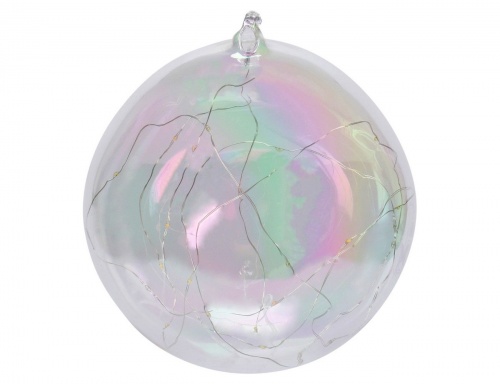 Светящийся шар "Тепло перламутра", стекло, 25 тёплых белых LED-огней, 20 см, таймер, батарейки, Koopman International фото 2