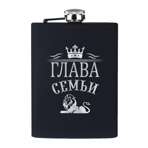 Фляга - Набор подарочный "Глава семьи" из нержавеющей стали/SoftTouch, объем 240 мл, шариковая ручка, цвет черный фото 2