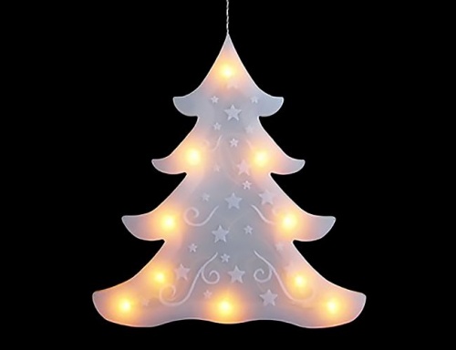 Светильник декоративный "Елочка" с подсветкой 10 теплыми белыми LED - светодиодиодами, батарейки, таймер, на присоске, 21х22,5 см, SNOWHOUSE фото 2