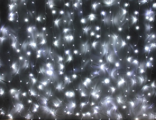 Световой занавес "Супер динамика", 480 холодных белых LED-огней, 2.25х3 м, контроллер, прозрачный провод, уличный, Kaemingk