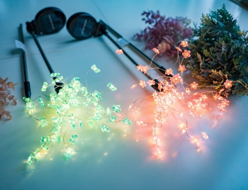 Декоративный садовый светильник Solar "Парящие бабочки" голубые, на солнечной батарее, 90 тёплых белых LED-огней, 25х85 см, Kaemingk (Lumineo) фото 2