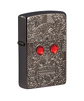 Зажигалка Zippo Armor™ Crystal Skull, покрытие High Polish Black Ice®, латунь/сталь, чёрная